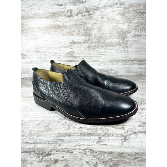 Men's Sandro Moscoloni Black Leather Slip On Loafers Sz 9D - Picture 1 of 11